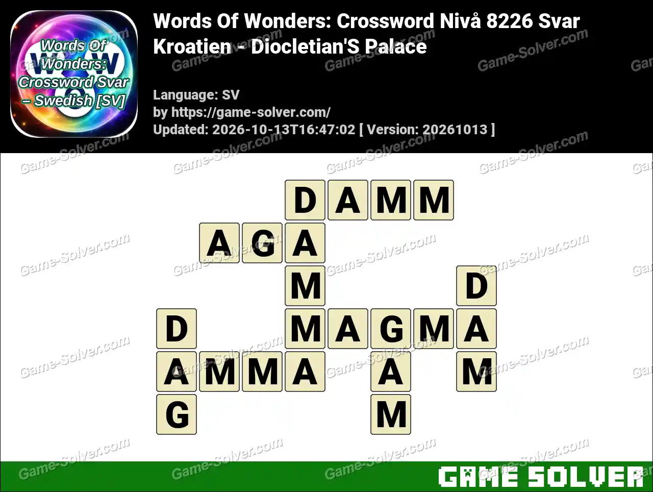 Words Of Wonders: Crossword Nivå 8226 Svar – Kroatien – Diocletian’S Palace